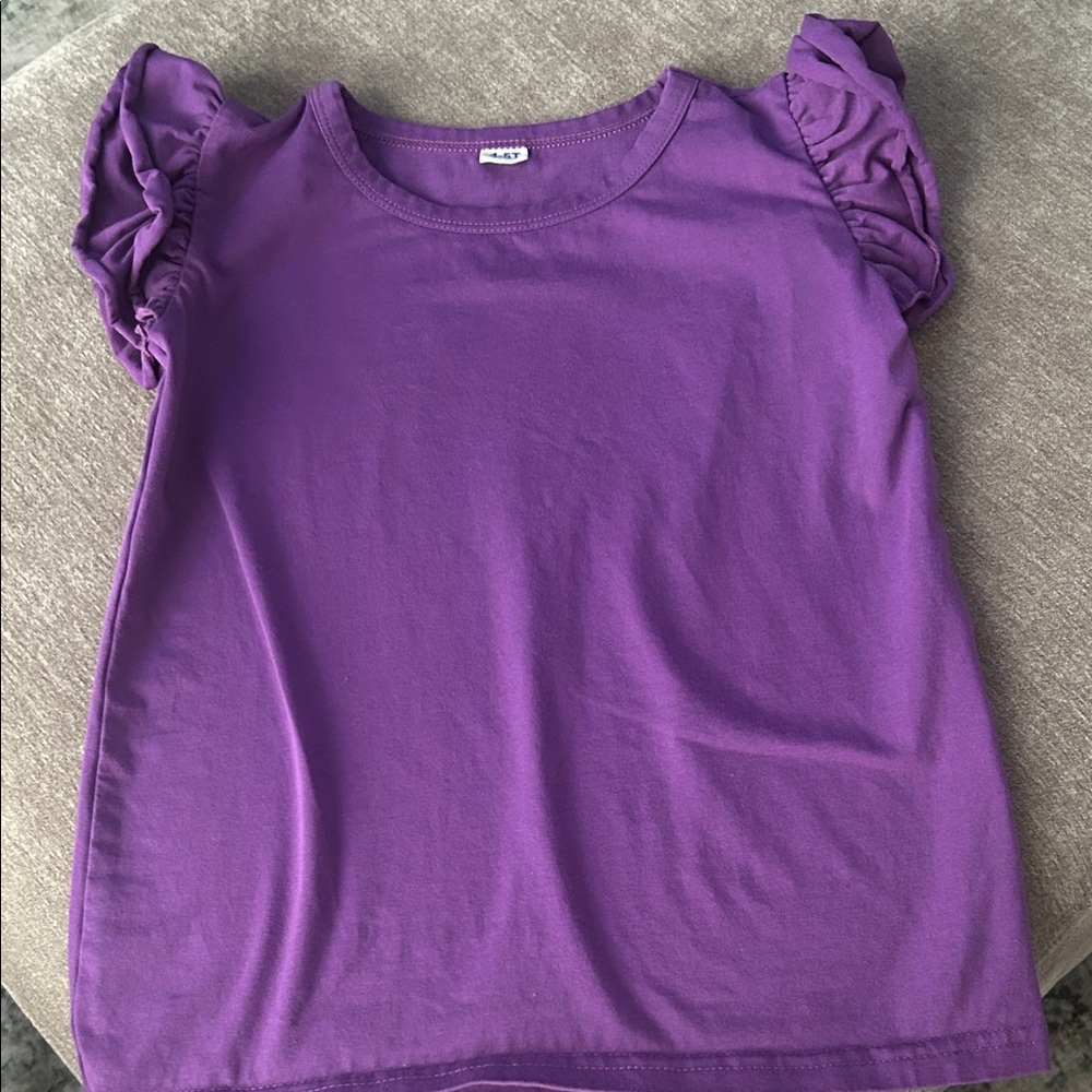 Amazon Essentials Purple Ruffle Sleeve Tee
